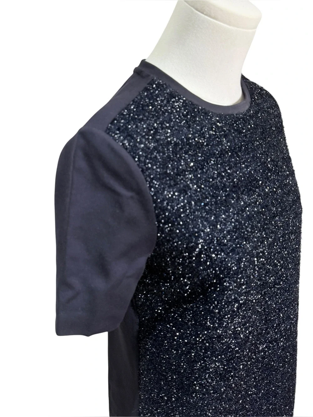 Tory Burch Metallic Sparkle Shift Sheath Mini Dress Black XS Cocktail